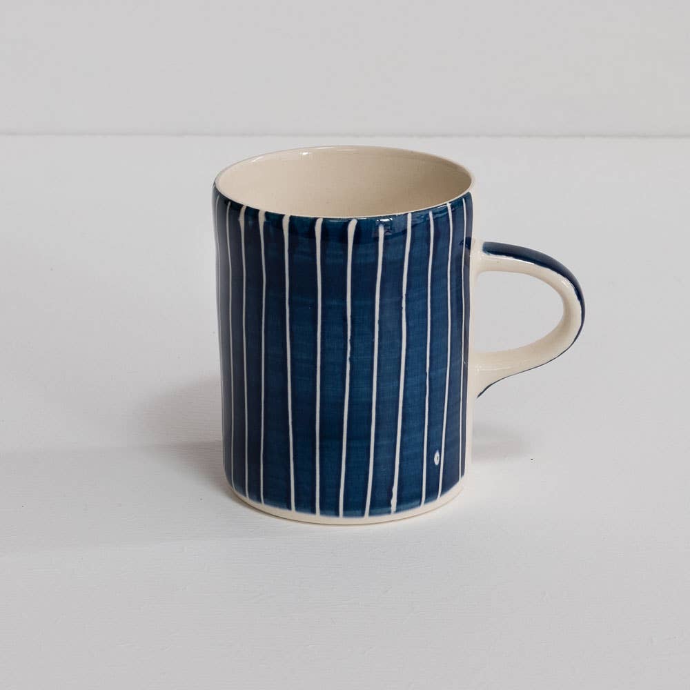 Musango Contemporary Handmade Coffee Mugs Sgraffito Stripe