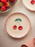 RICE by RICE Ceramic Cake Plate with Hand Painted Cherries
