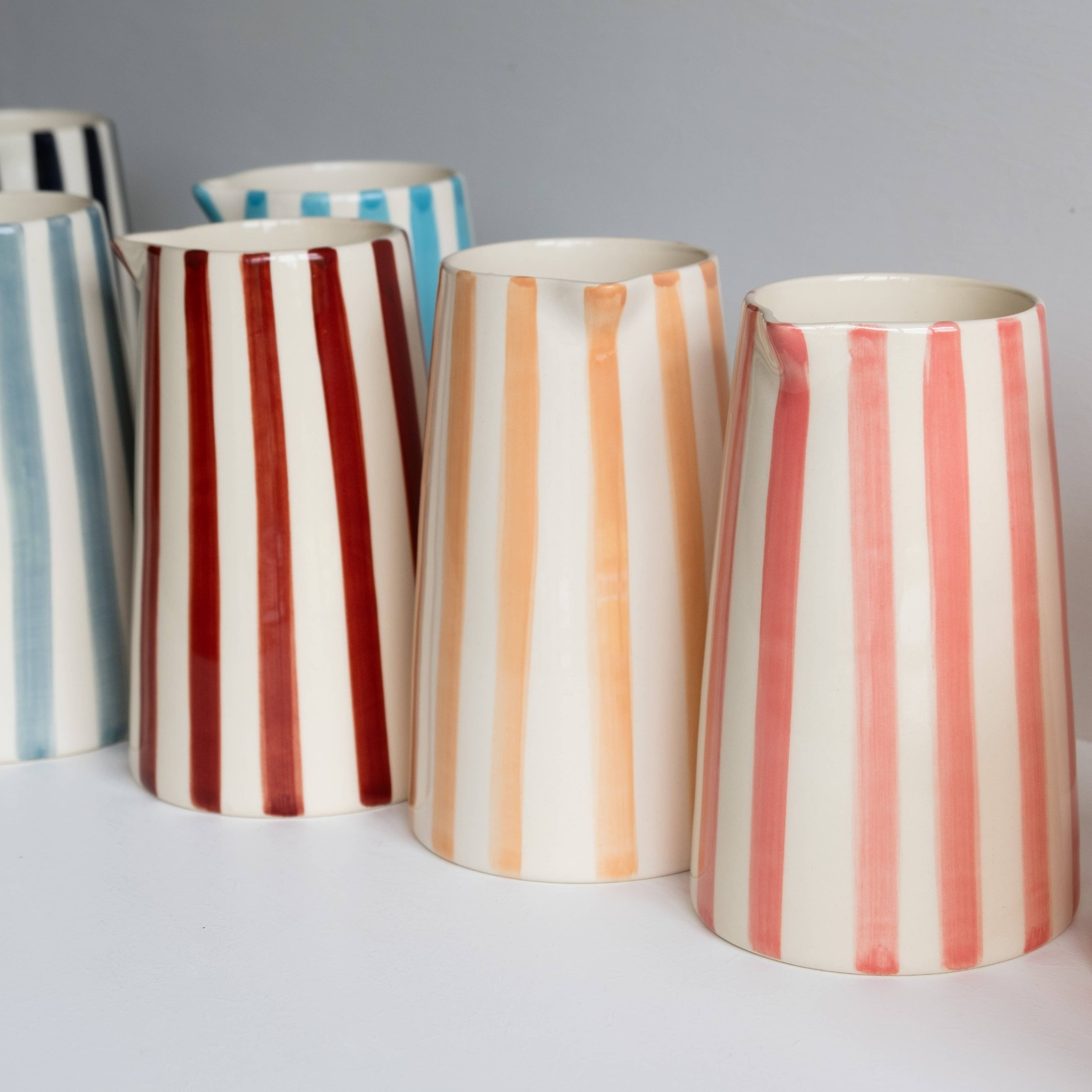 Musango Contemporary Handmade and Painted Jug in Candy Stripe