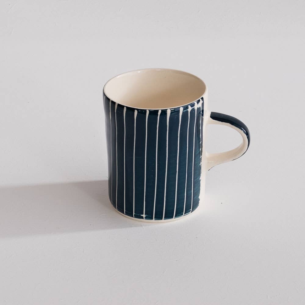 Musango Contemporary Handmade Coffee Mugs Sgraffito Stripe