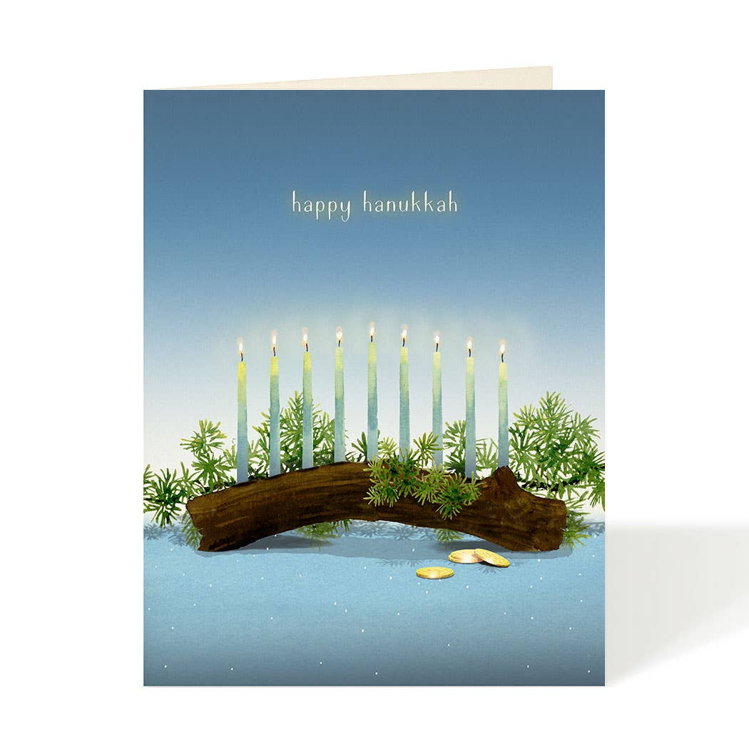 Felix Doolittle Menorah and Gelt - Boxed Hanukkah Cards