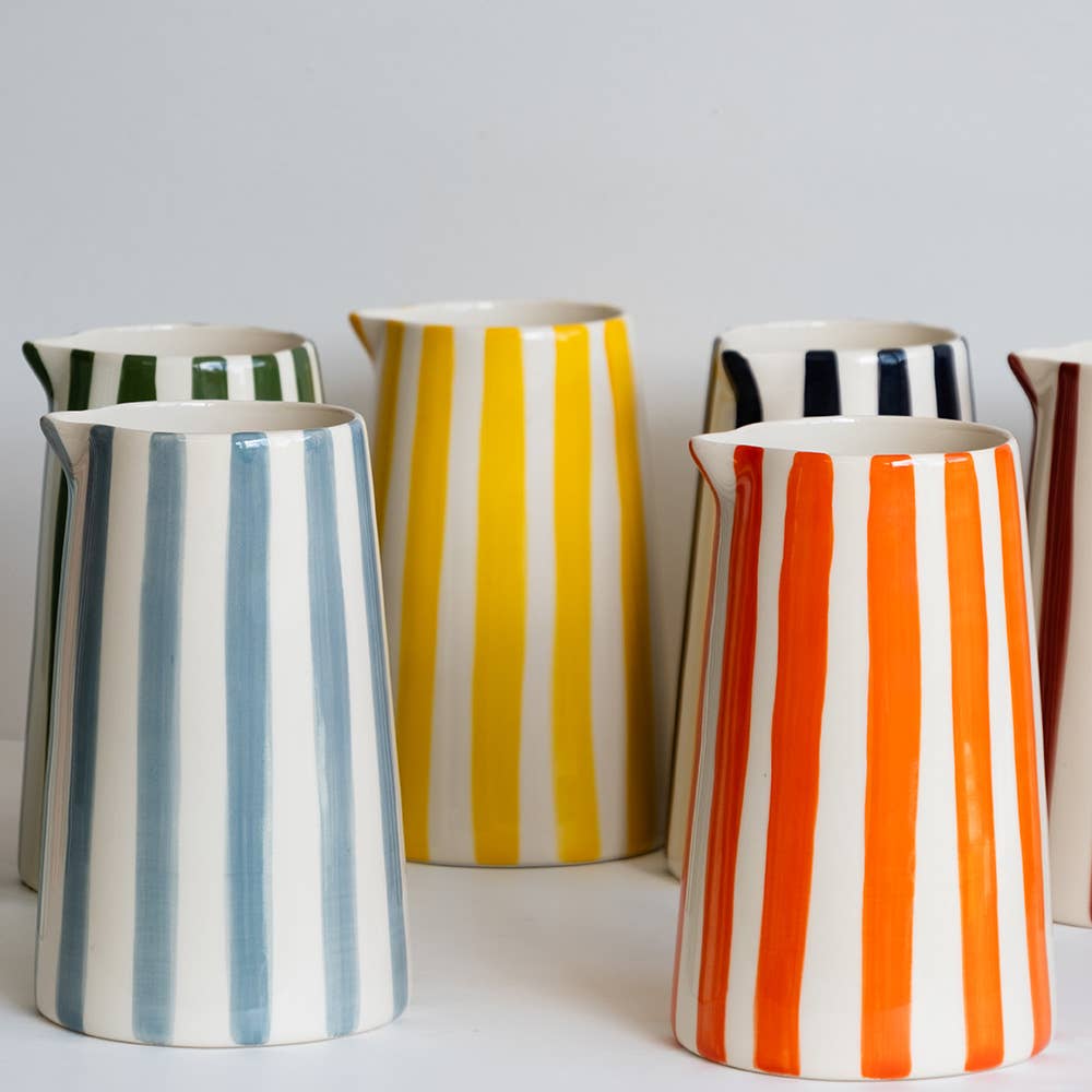 Musango Contemporary Handmade and Painted Jug in Candy Stripe