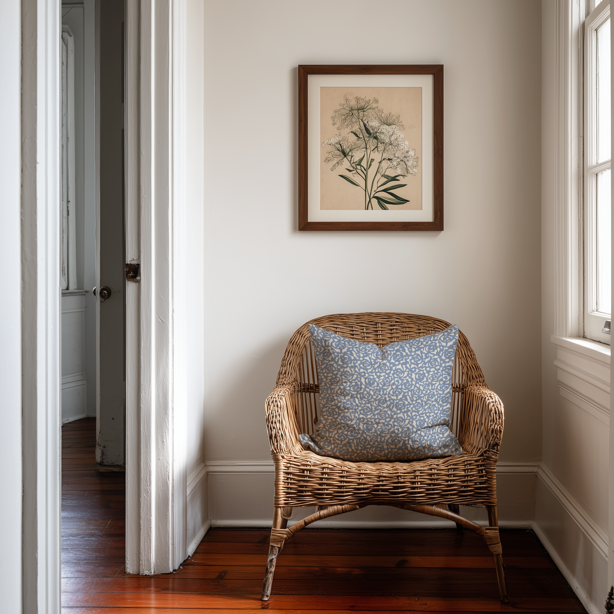 Gardenia Throw Pillow in Cobalt