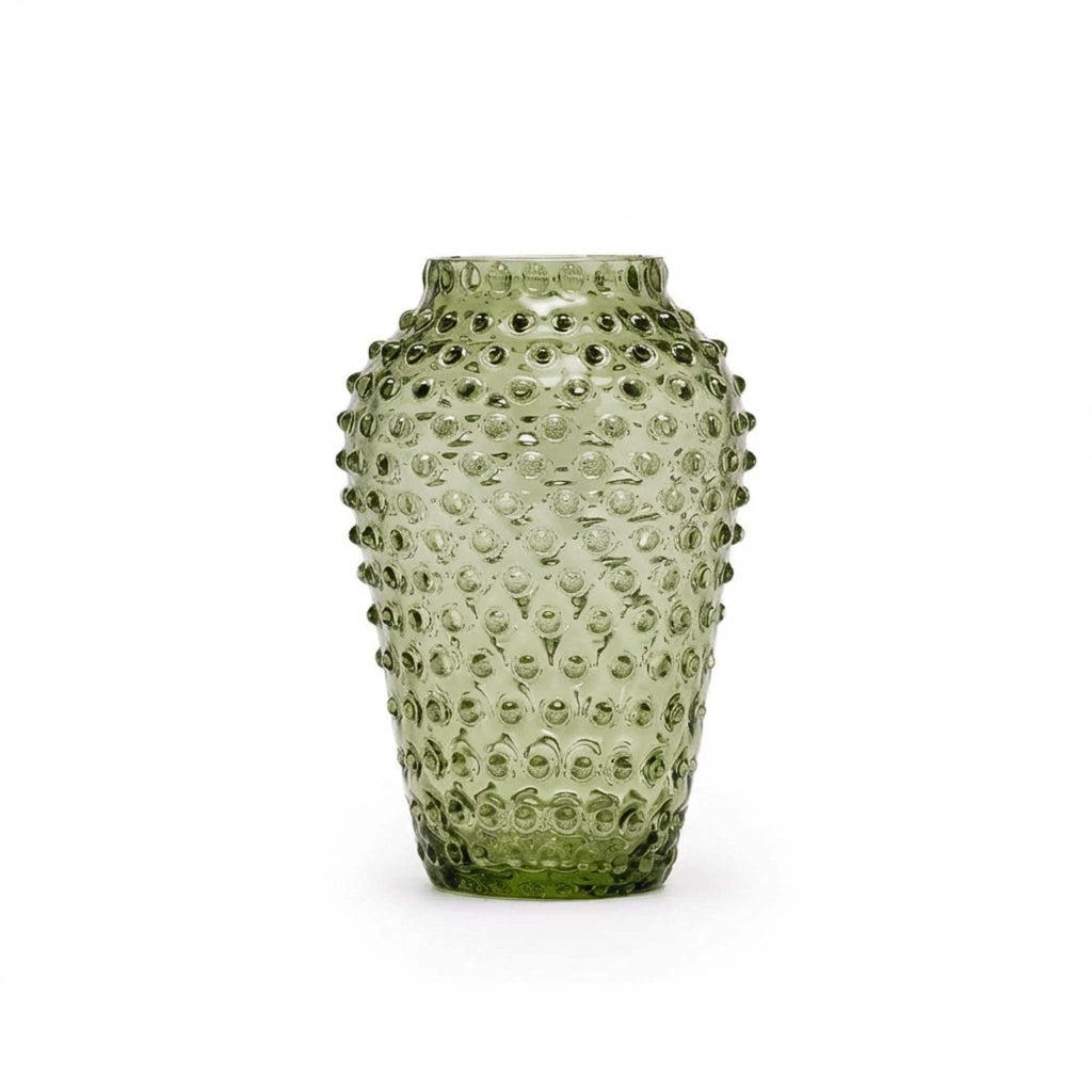 Hobnail Vase - Barrel - Moss Green
