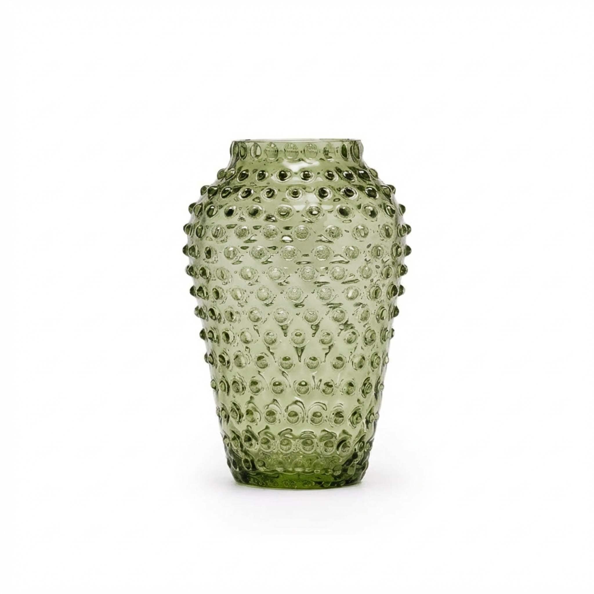 Hobnail Vase - Barrel - Moss Green