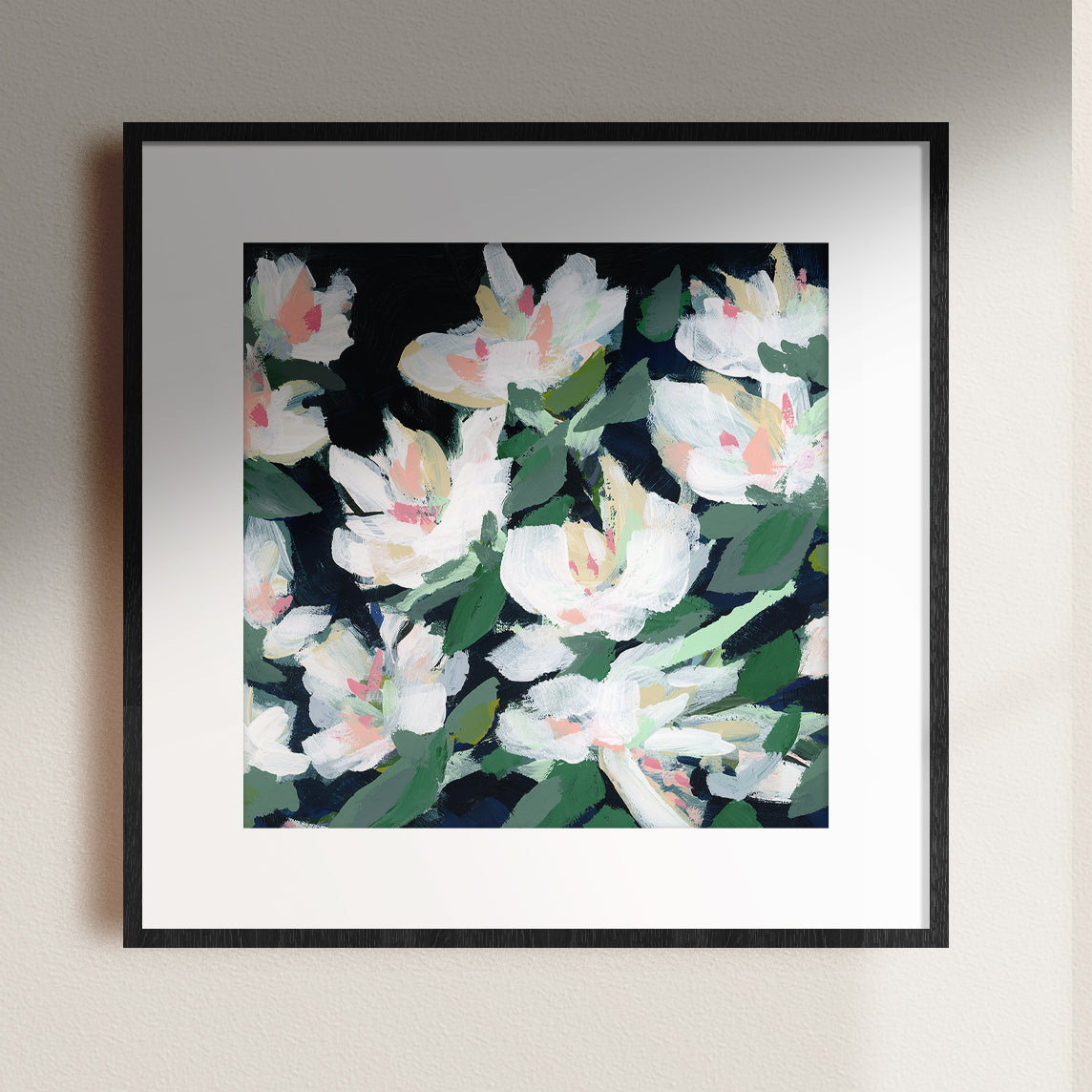 White Blossoms at Midnight, Fine Art Print