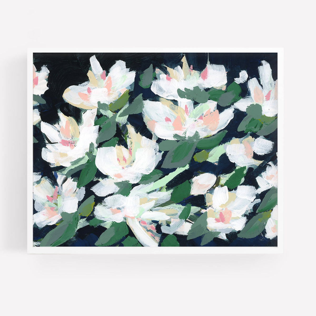 White Blossoms at Midnight, Fine Art Print